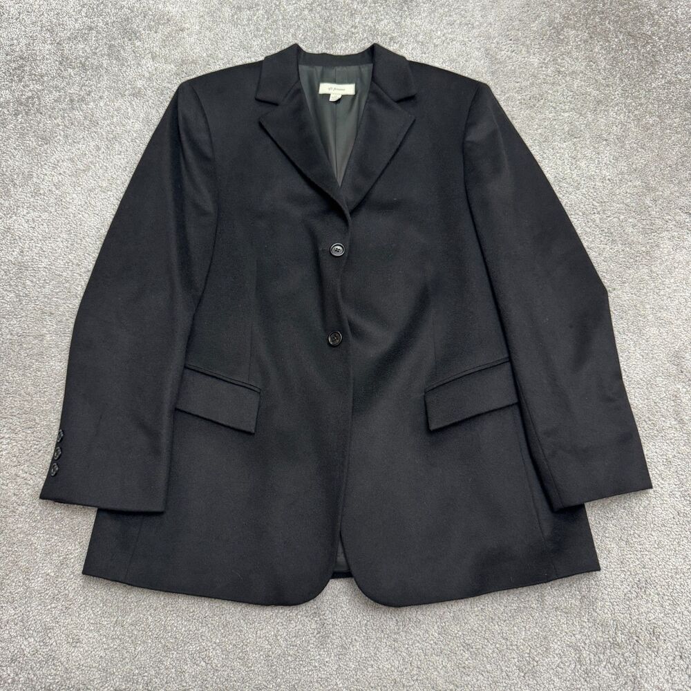 SFI Femme 100% Cashmere Blazer Jacket Womens 12 Black Notch Lapel Classic Work
